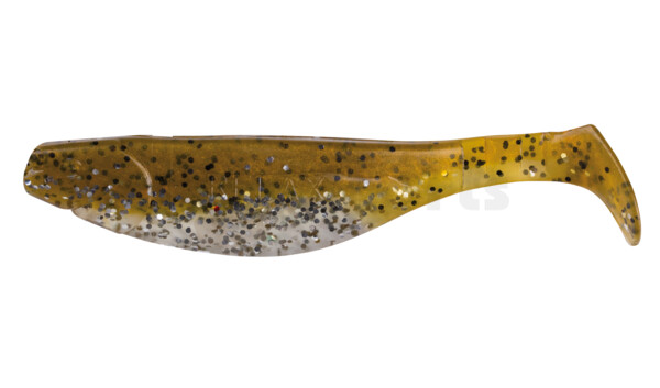 000212B111 Kopyto-River 4" (ca. 11,0 cm) clear silver glitter / brown amber (olive)-black glitter