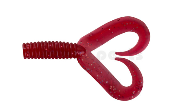 000604DT-076 Twister 2" Doubletail regular (ca. 4,5 cm) red transparent glitter