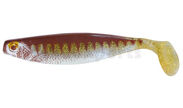 000416-077ZB Xtra-Soft-Nature 6" (ca. 16,0 cm) clear gold glitter / brown print / belly: white