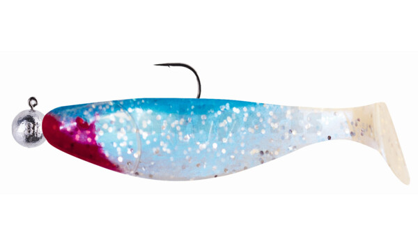 000310M047-10 Jankes 4" (ca. 11,0 cm) blauperl-Glitter / blau, montiert auf SXRO 6/0 10g