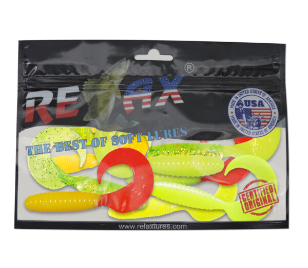 000608MIX2 Twister 4" regulär Farbmix FLUO Original Relax ZIP BAG (wiederverschließbar)