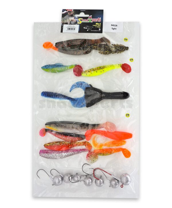 0006006 ShadXperts target fish set sea light - 14 shads / 7 jigs