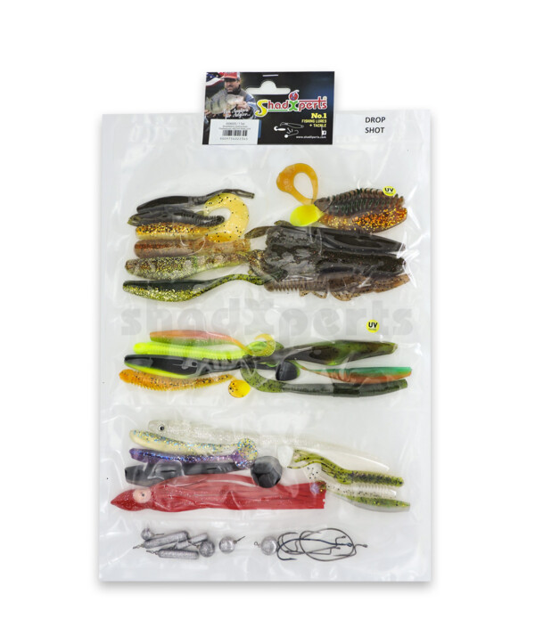 0006007 ShadXperts target fish set DROP SHOT - ca. 28 shads/12 hooks/6 weights