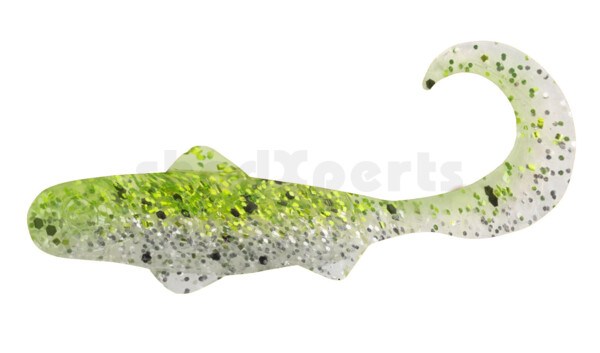 000908B303 Super Banjo 3" (ca. 7,5 cm) clear silver glitter / chartreuse glitter