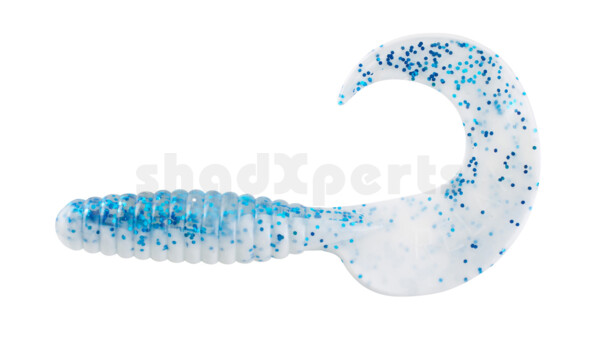 000513B078 Xtra Fat Grub 5,5" laminated (ca. 13,0 cm) white / clear blue-glitter