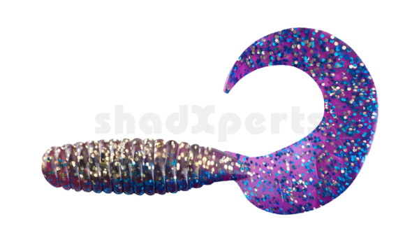 000513B313 Xtra Fat Grub 5,5" laminated (ca. 13,0 cm) clear gold glitter / violet-electric blue glitter