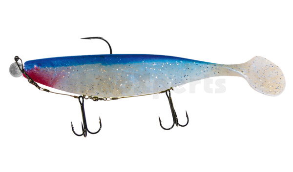 000423M047-25 Xtra-Soft 9" (ca. 23,0 cm) blauperl-Glitter / blau, montiert auf MUXRO 12/0 25g, mit Beihänger-System