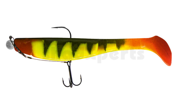 000220M055Z-25 Kopyto Classic 8" (ca. 20,0 cm) fluogelb / Zander, montiert MUXRO 12/0 25g, mit Beihänger