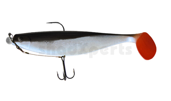 000418M044-20 Xtra-Soft 7" (ca. 18,0 cm) blauperl-Glitter / schwarz, montiert auf MUXRO 10/0 20g