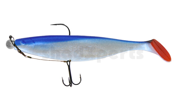 000418M047-25 Xtra-Soft 7" (ca. 18,0 cm) blauperl-Glitter / blau, montiert auf MUXRO 10/0 25g