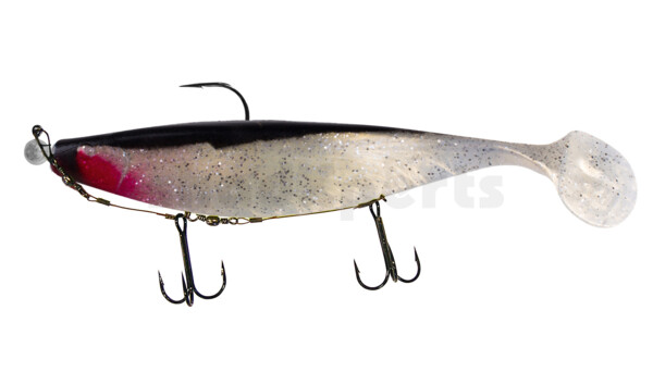 000423M050-15 Xtra-Soft 9" (ca. 23,0 cm) fluogelb / schwarz, montiert auf MUXRO 12/0 15g, mit Beihänger-System