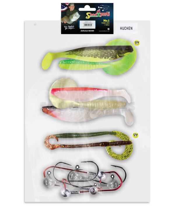 0006009 ShadXperts Zielfischset Huchen - ca. 8 Shads, 7 passende Jighaken