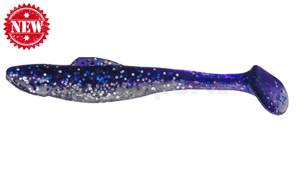 001711B314 Ohio 4" (ca. 11,0 cm) klar silber Glitter / violett-electric blue Glitter