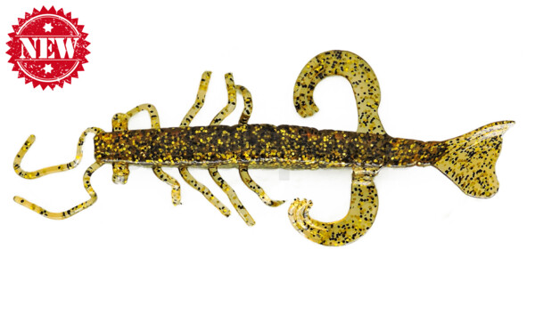 002208220 Shrimp 3" (ca. 8,0 cm) bernstein gold-Glitter