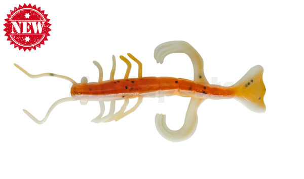 002208B072 Shrimp 3" (ca. 8,0 cm) reinweiss / olivebraun-Glitter