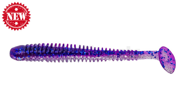 004010B314 Texas 4" (ca. 10 cm) klar silber Glitter / violett-electric blue Glitter