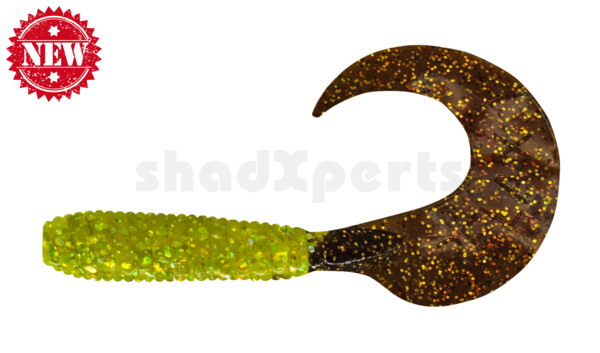 000606250 Twister 2,5" regulär (ca. 6,0 cm) chartreuse glitter / motoroil glitter tail