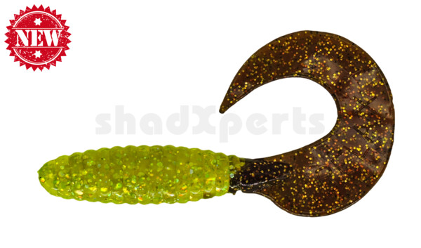 000608250 Twister 4" regulär (ca. 8,0 cm) green(chartreuse) glitter / motoroil glitter tail