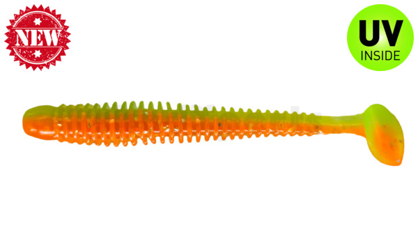 004010B141 Texas 4" (ca. 10 cm) orange-Glitter / fluogrün-Glitter