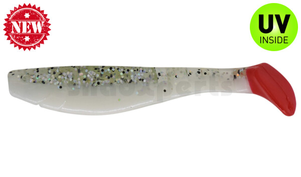 000211B008RT Kopyto-Classic 4" (ca. 11,0 cm) reinweiss / klar salt´n pepper Glitter / red tail