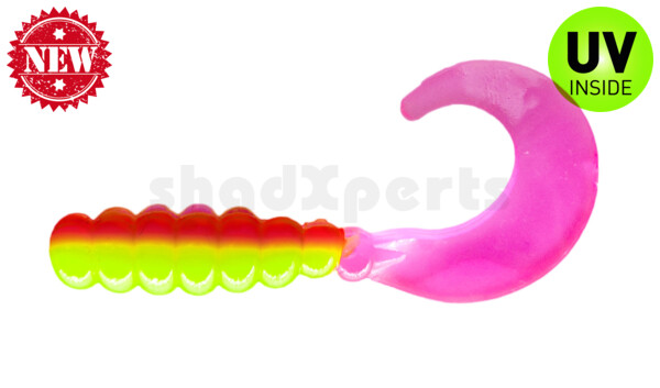 000603030 Fat Grub 2" (ca. 5 cm) Purple/opaque chartreuse/pink