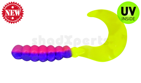 000603040 Fat Grub 2" (ca. 5 cm) Pink/Blue Sparkle/Chartreuse