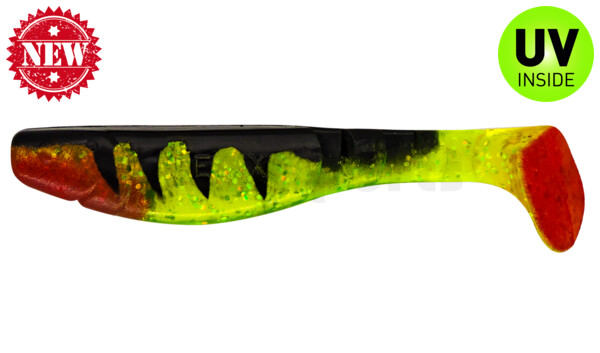 000211-066Z Kopyto-Classic 4" (ca. 11,0 cm) grün(chartreuse)-Glitter / Zander / red tail