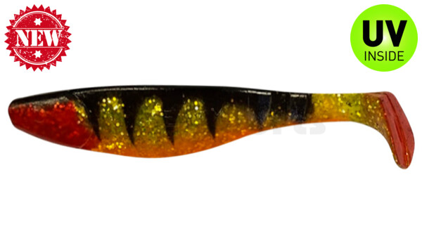 000216-066ZO Kopyto-River 6" (ca. 16,0 cm) grün(chartreuse)-Glitter / Zander / bauch: orange / red tail