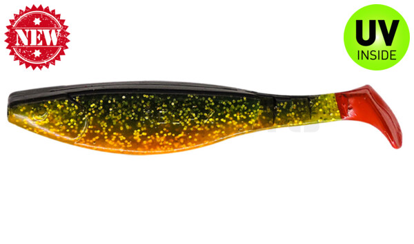 000216067BORT Kopyto-River 6" (ca. 16,0 cm) grün(chartreuse)Glitter / Zander / Bauch: orange / Red Tail