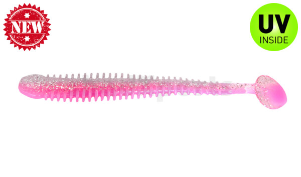 004010B300 Texas 4" (ca. 10 cm) bubblegum / klar silber Glitter