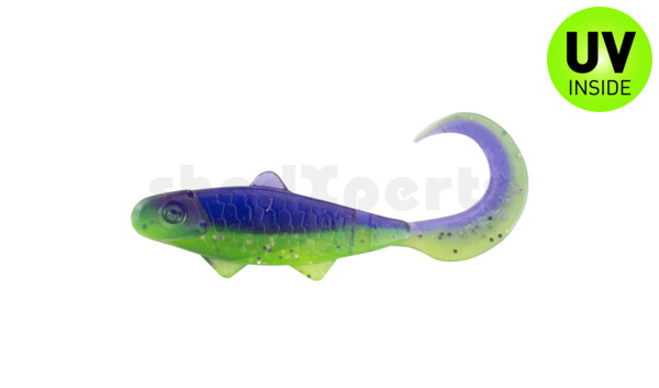 000935B113 Banjo Twister 1" (ca. 3,5 cm) grün (chartreuse)-Glitter / blau-violett Glitter