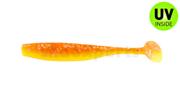 003407B033 Bass Shad 2,5" (ca. 7 cm) fluogelb  / orange-silber Glitter