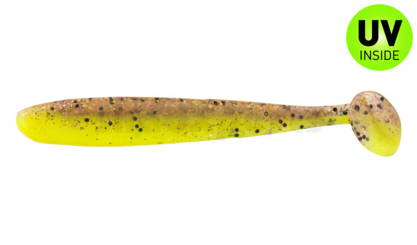 003408B150 Bass Shad 3“ (ca. 7,5 cm) fluogelb  / klar kupfer, schwarz Glitter