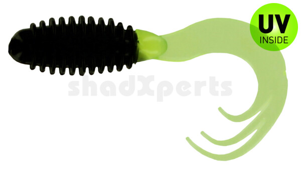 000605010 Ring Triple Tip Grub 2" (ca. 4,7 cm) black Chartreuse Tail