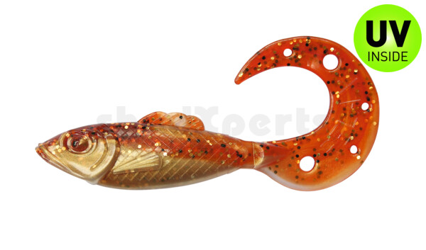001212B023 Killer Grub 4" (ca. 12,0 cm) goldpearl / motoroil-glitter