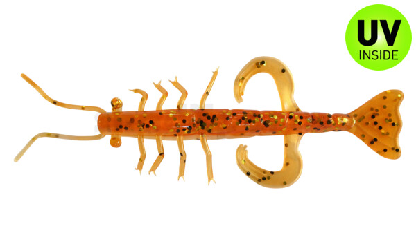 002208B023 Shrimp 3" (ca. 8,0 cm) goldpearl / motoroil-glitter