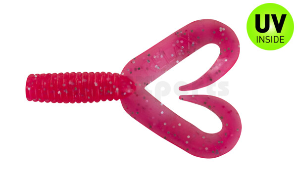 000604DT-042 Twister 2" Doubletail regulär (ca. 4,5 cm) hot pink glitter