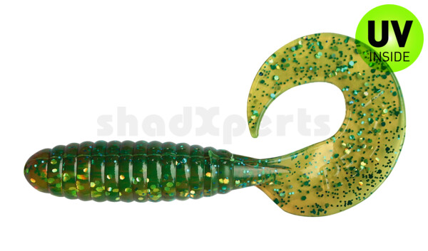 000508B054 Twister 4" laminiert (ca. 8,0 cm) grün (chartreuse)-glitter / motoroil glitter