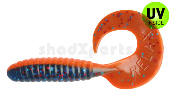 000508B902 Twister 4" laminiert (ca. 8,0 cm) orange / blau-rot glitter