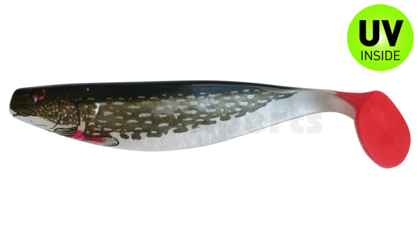 000416-007PIRT Xtra-Soft-Nature 6" (ca. 16,0 cm) pearlwhite / pike (olive) red tail