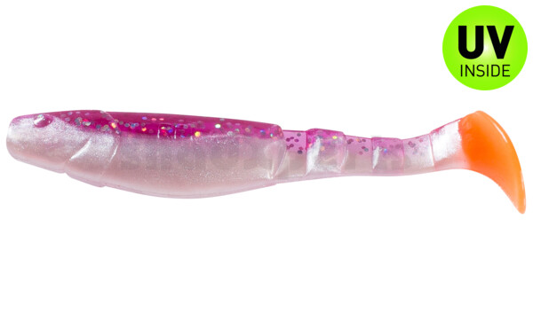 000211B020RT Kopyto-Classic 4" (ca. 11,0 cm) perlweiss / violett-transparent-Glitter / red tail