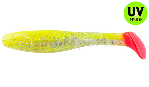 000211B034RT Kopyto-Classic 4" (ca. 11,0 cm) silk / neon chartreuse glitter / red tail