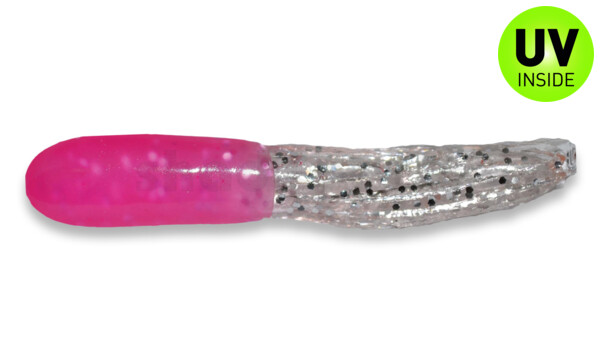 001604021 Crappie Tube 1.5" (ca. 3 cm) Pink/Clear Sparkle