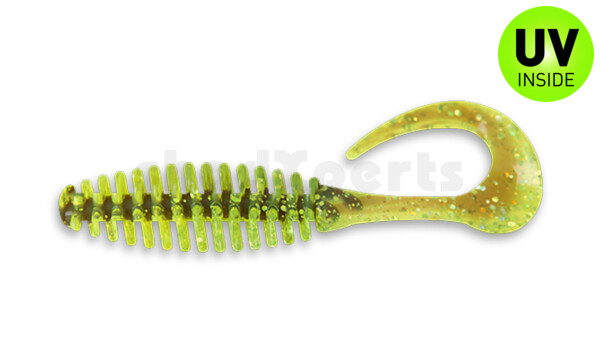 000512B054 Turbotwister 5" (ca. 12,0 cm) grün (chartreuse)-glitter / motoroil glitter