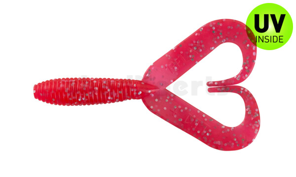000607DT-096 Twister 3" Doubletail regulär (ca. 9,0 cm) feuerrot glitter