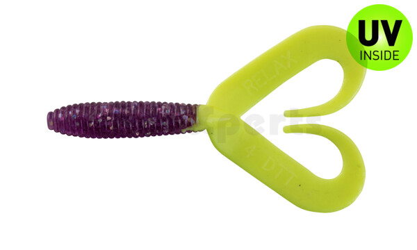 000607DT-274 Twister 3" Doubletail regulär (ca. 9,0 cm) violett transparent glitter / fire tail