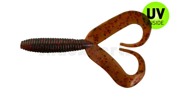 000607DT-305 Twister 3" Doubletail regulär (ca. 9,0 cm) motoroil rot Glitter