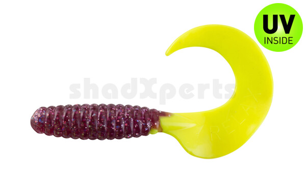 000613274 Xtra Fat Grub 5,5" regular (ca. 13,0 cm) clear purple hologram / fire tail
