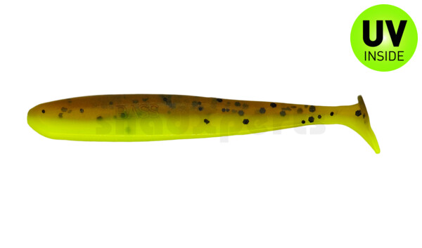 003408B110 Bass Shad 3“ (ca. 7,5 cm) fluogelb  / olivebraun-Glitter