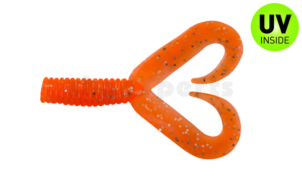 000604DT-026 Twister 2" Doubletail regulär (ca. 4,5 cm) orange glitter